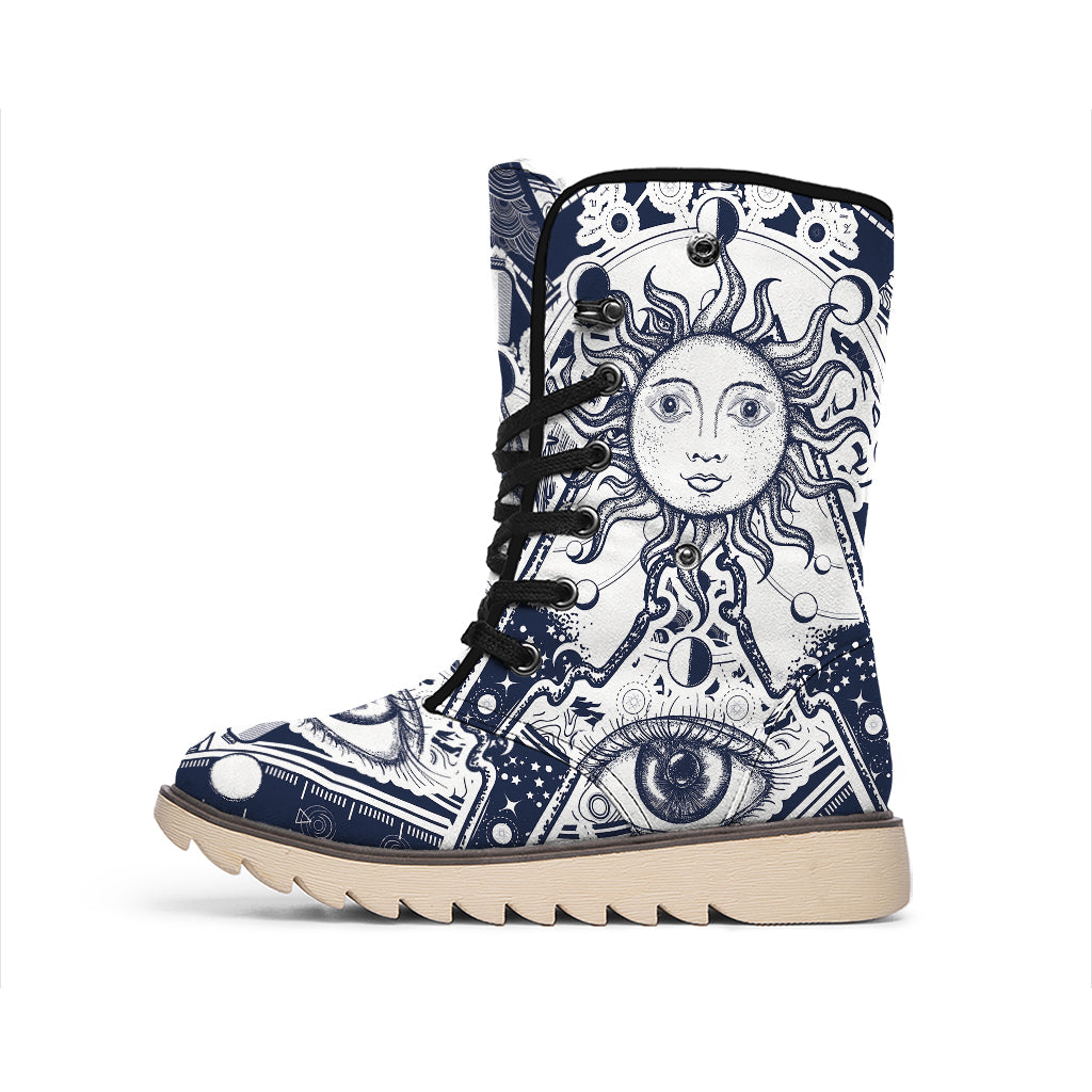 Vintage Masonic Freemasonry Print Winter Boots