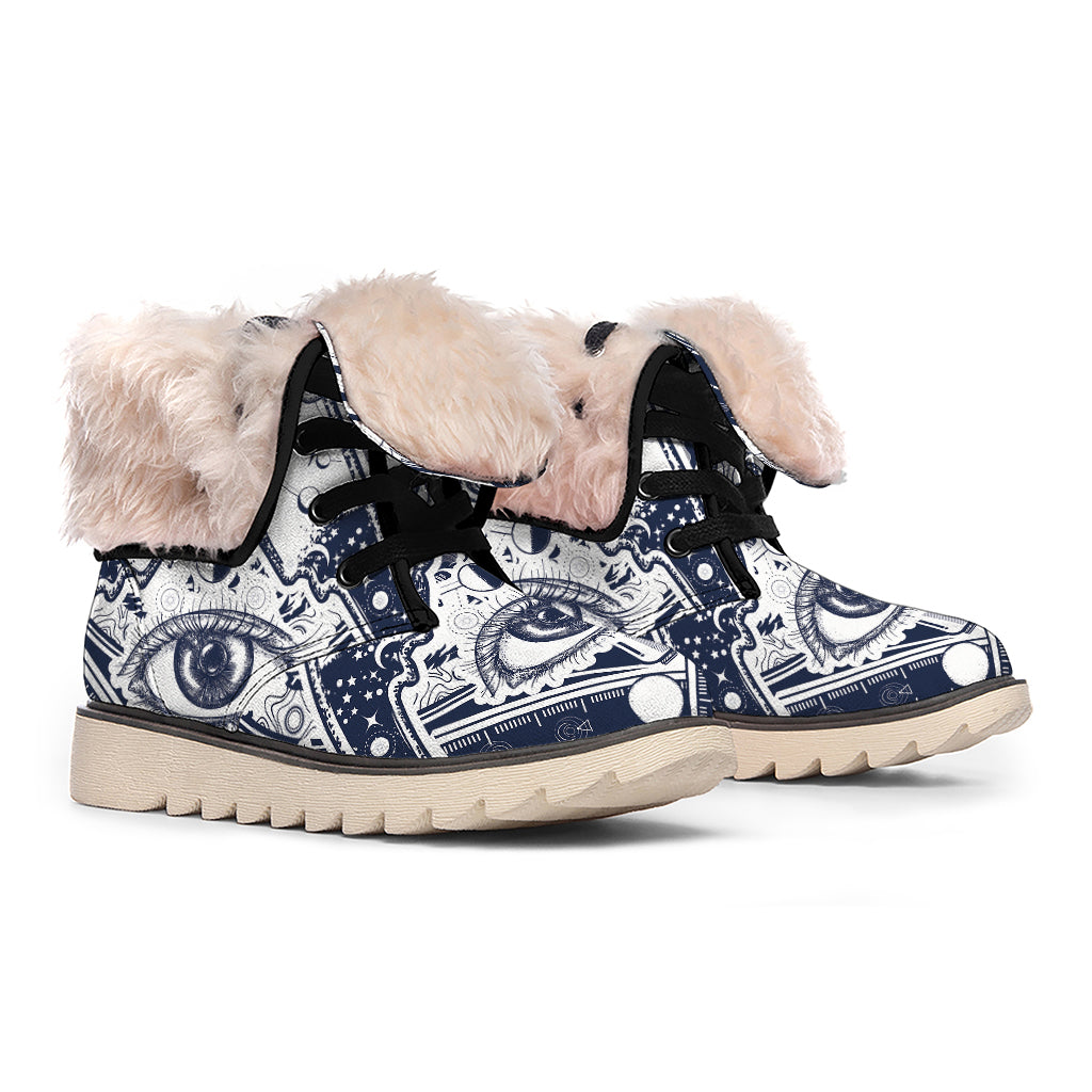 Vintage Masonic Freemasonry Print Winter Boots