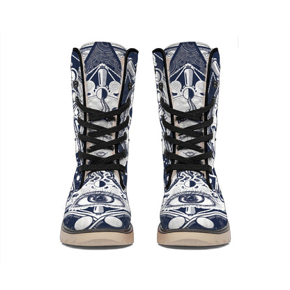 Vintage Masonic Freemasonry Print Winter Boots