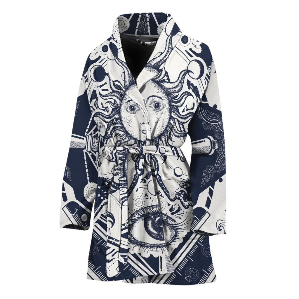 Vintage Masonic Freemasonry Print Women's Bathrobe