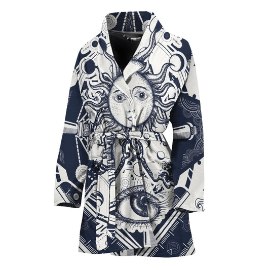 Vintage Masonic Freemasonry Print Women's Bathrobe
