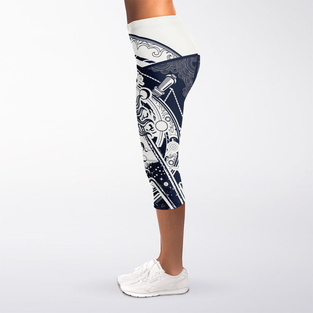 Vintage Masonic Freemasonry Print Women's Capri Leggings