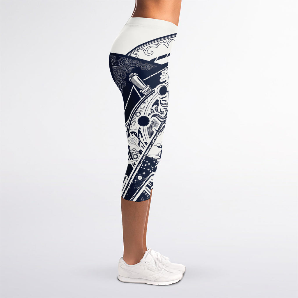Vintage Masonic Freemasonry Print Women's Capri Leggings