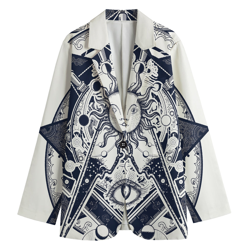 Vintage Masonic Freemasonry Print Women's Cotton Blazer