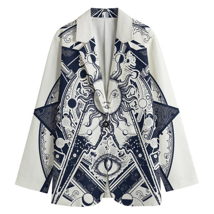 Vintage Masonic Freemasonry Print Women's Cotton Blazer