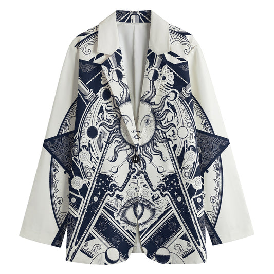 Vintage Masonic Freemasonry Print Women's Cotton Blazer