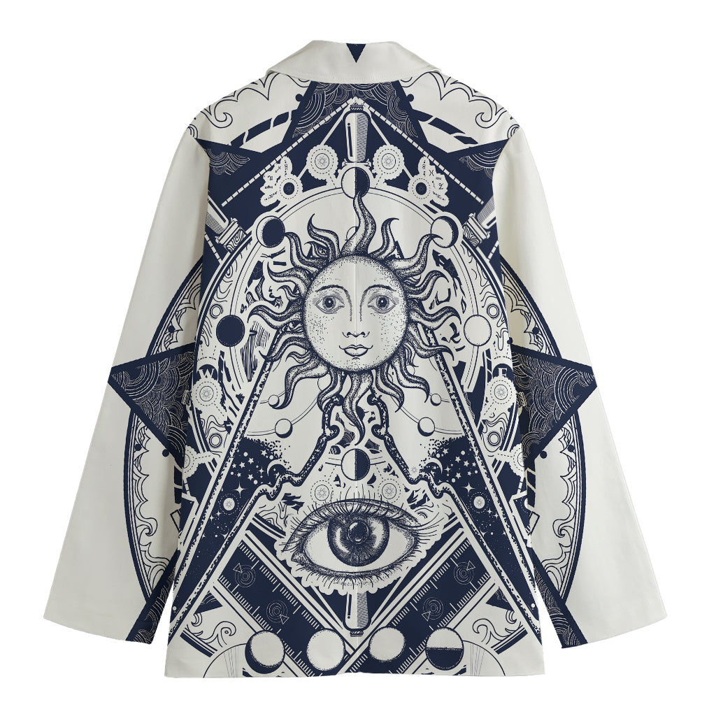 Vintage Masonic Freemasonry Print Women's Cotton Blazer
