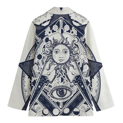 Vintage Masonic Freemasonry Print Women's Cotton Blazer