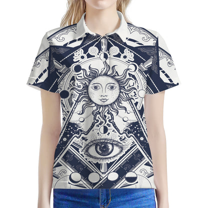 Vintage Masonic Freemasonry Print Women's Polo Shirt