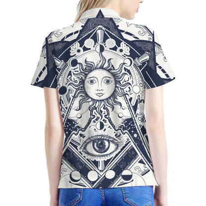 Vintage Masonic Freemasonry Print Women's Polo Shirt