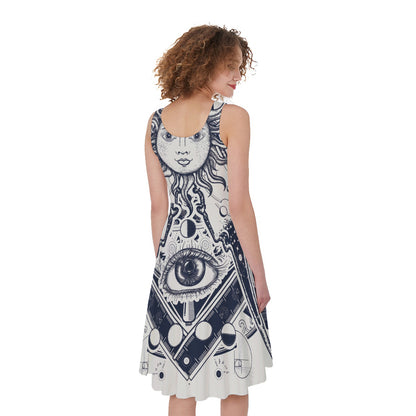 Vintage Masonic Freemasonry Print Women's Sleeveless Dress