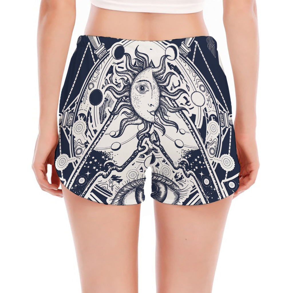 Vintage Masonic Freemasonry Print Women's Split Running Shorts