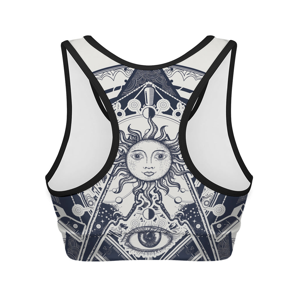 Vintage Masonic Freemasonry Print Women's Sports Bra