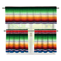 Vintage Mexican Blanket Pattern Print 3 Piece Kitchen Curtains