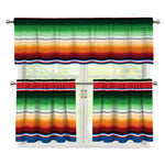Vintage Mexican Blanket Pattern Print 3 Piece Kitchen Curtains
