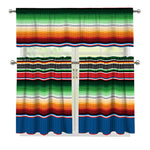 Vintage Mexican Blanket Pattern Print 3 Piece Kitchen Curtains