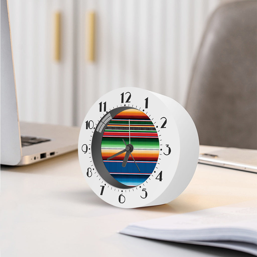 Vintage Mexican Blanket Pattern Print Alarm Clock