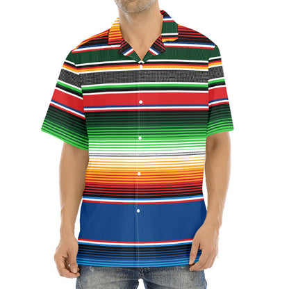 Vintage Mexican Blanket Pattern Print Aloha Shirt