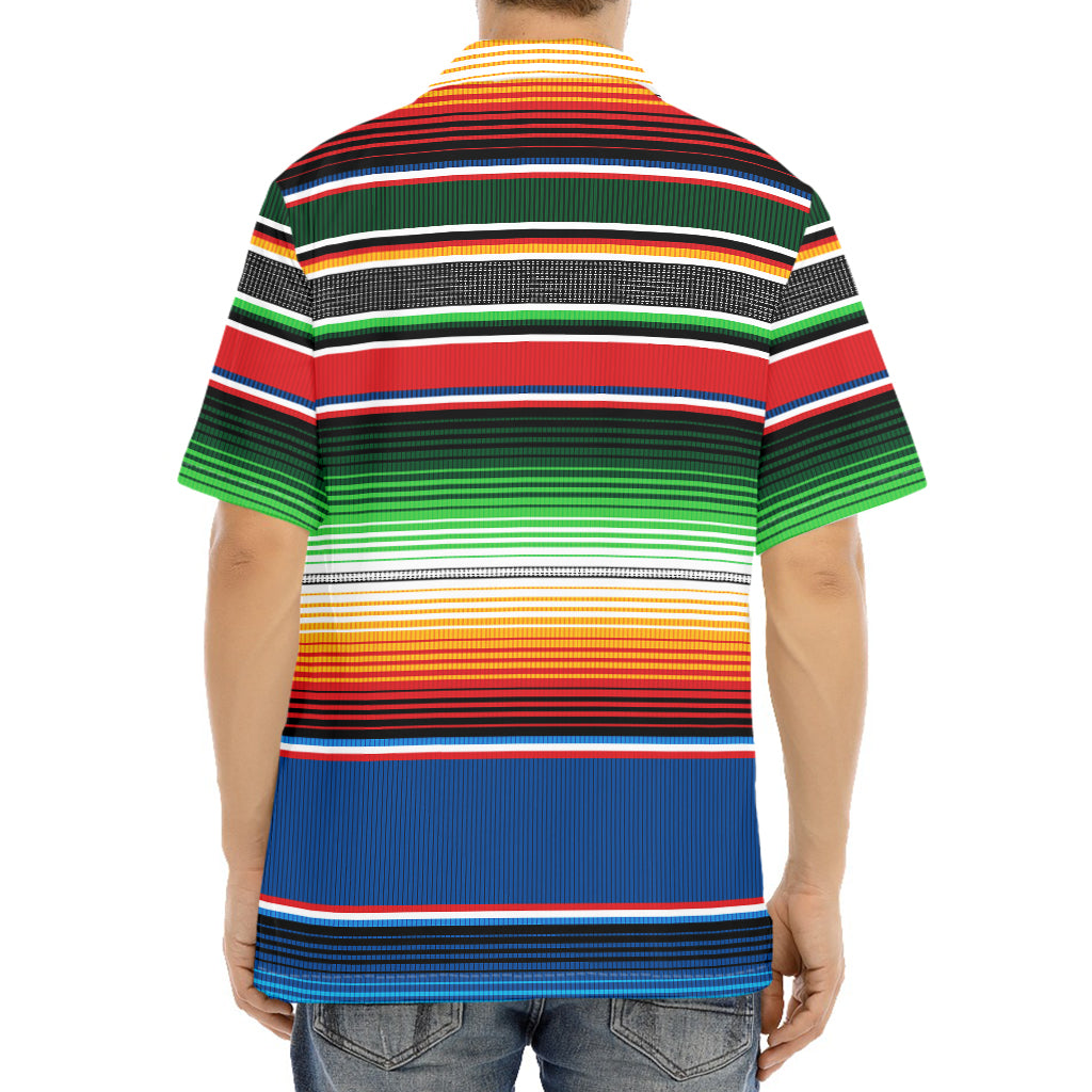 Vintage Mexican Blanket Pattern Print Aloha Shirt