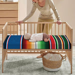 Vintage Mexican Blanket Pattern Print Baby Crib Sheet