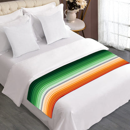 Vintage Mexican Blanket Pattern Print Bed Runner