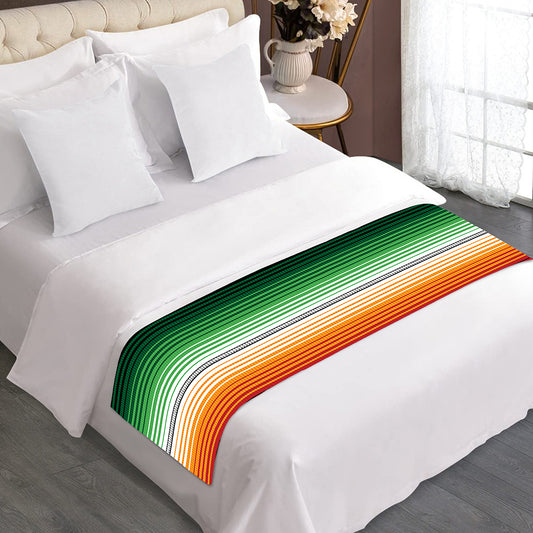 Vintage Mexican Blanket Pattern Print Bed Runner