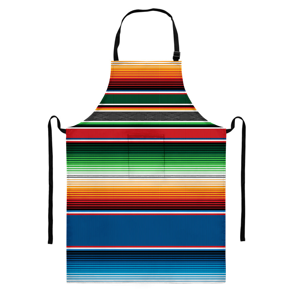 Vintage Mexican Blanket Pattern Print Bib Apron With Pocket