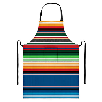 Vintage Mexican Blanket Pattern Print Bib Apron With Pocket
