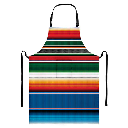 Vintage Mexican Blanket Pattern Print Bib Apron With Pocket