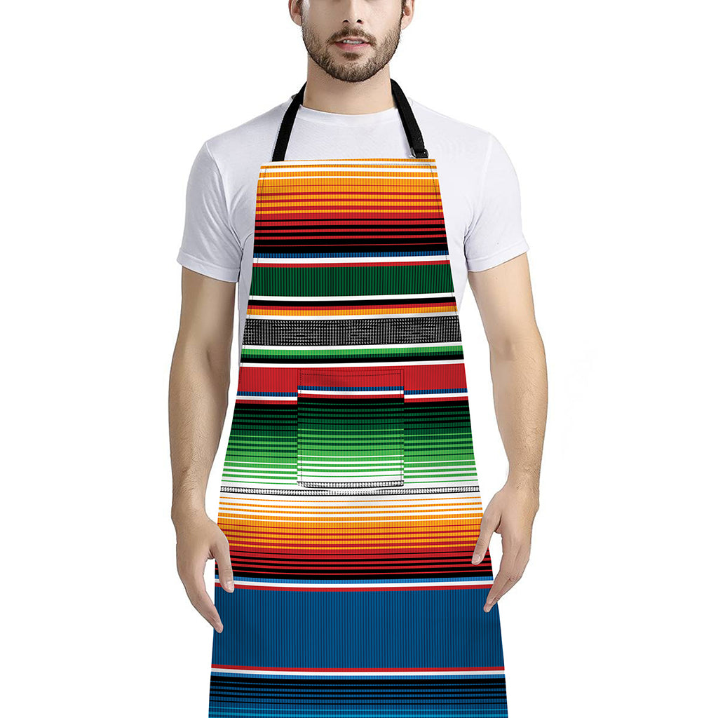 Vintage Mexican Blanket Pattern Print Bib Apron With Pocket