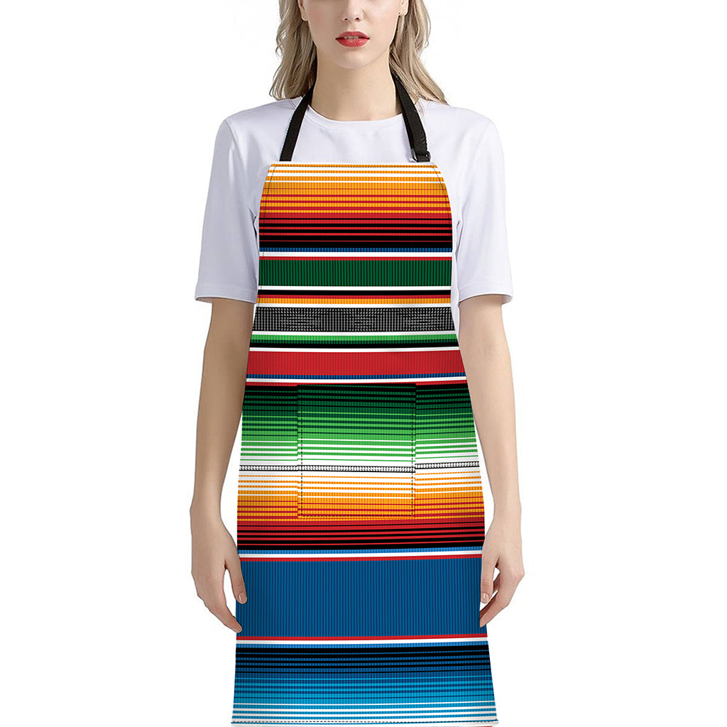 Vintage Mexican Blanket Pattern Print Bib Apron With Pocket