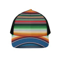 Vintage Mexican Blanket Pattern Print Black Mesh Trucker Hat