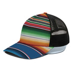 Vintage Mexican Blanket Pattern Print Black Mesh Trucker Cap