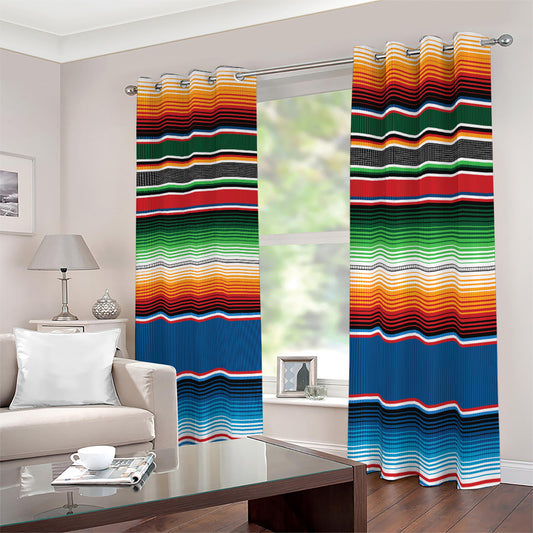 Vintage Mexican Blanket Pattern Print Blackout Grommet Curtains