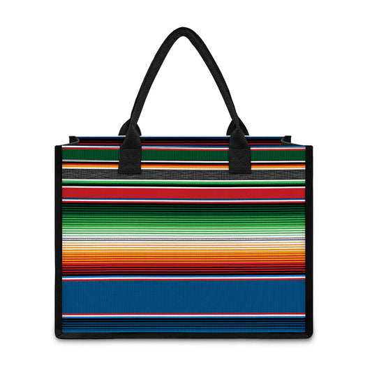 Vintage Mexican Blanket Pattern Print Canvas Tote Bag