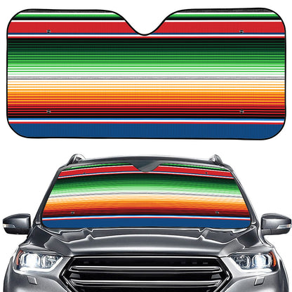 Vintage Mexican Blanket Pattern Print Car Windshield Sun Shade
