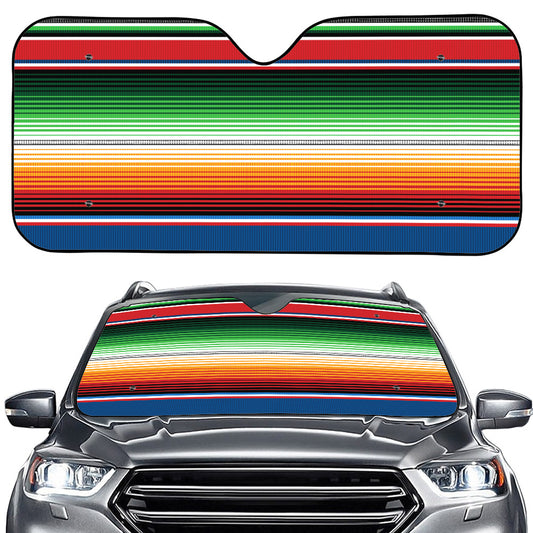 Vintage Mexican Blanket Pattern Print Car Windshield Sun Shade