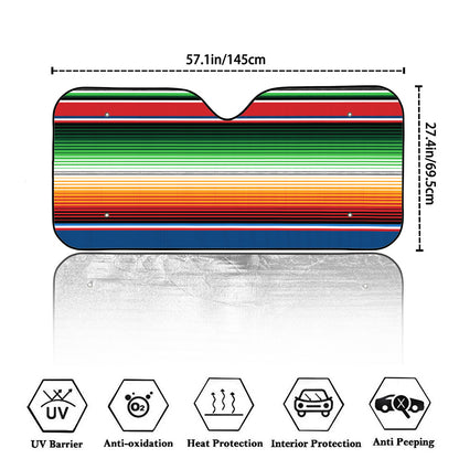 Vintage Mexican Blanket Pattern Print Car Windshield Sun Shade
