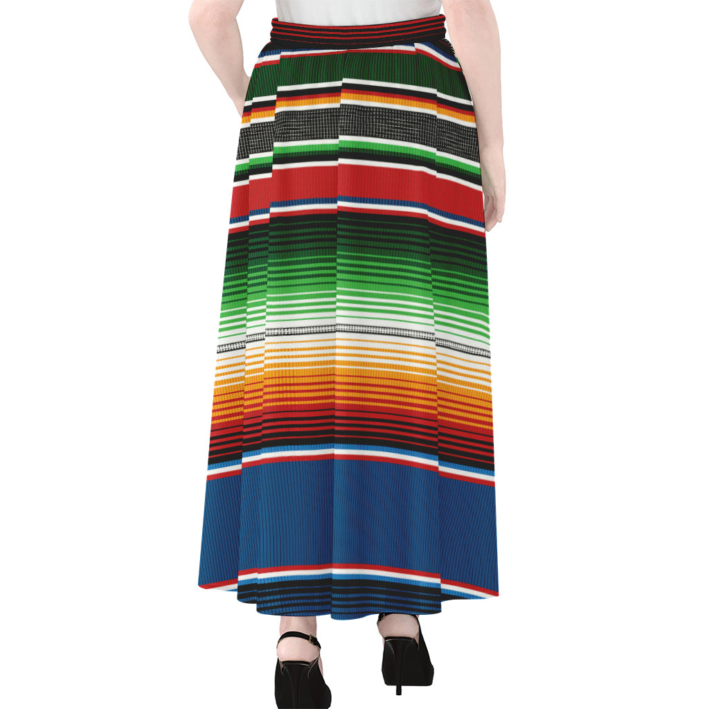 Vintage Mexican Blanket Pattern Print Chiffon Maxi Skirt