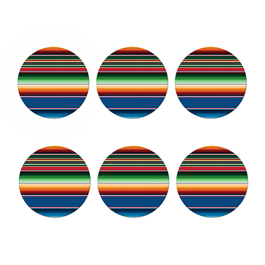 Vintage Mexican Blanket Pattern Print Coaster Set