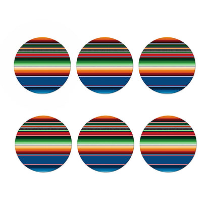 Vintage Mexican Blanket Pattern Print Coaster Set