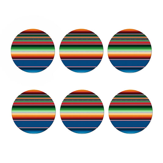 Vintage Mexican Blanket Pattern Print Coaster Set