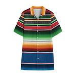 Vintage Mexican Blanket Pattern Print Cotton Hawaiian Shirt