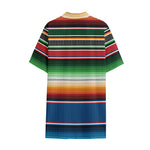 Vintage Mexican Blanket Pattern Print Cotton Hawaiian Shirt