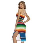 Vintage Mexican Blanket Pattern Print Cross Back Cami Dress