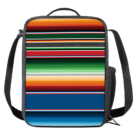 Vintage Mexican Blanket Pattern Print Crossbody Lunch Bag
