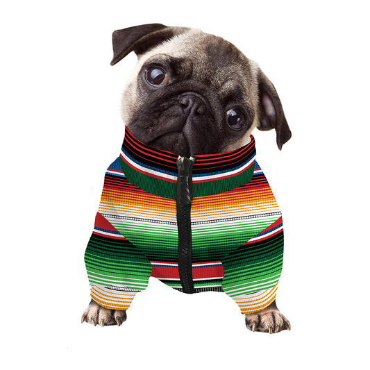 Vintage Mexican Blanket Pattern Print Dog Zip Up Jacket
