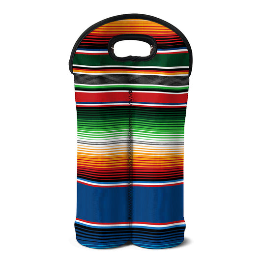 Vintage Mexican Blanket Pattern Print Double Neoprene Wine Tote