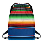 Vintage Mexican Blanket Pattern Print Drawstring Backpack