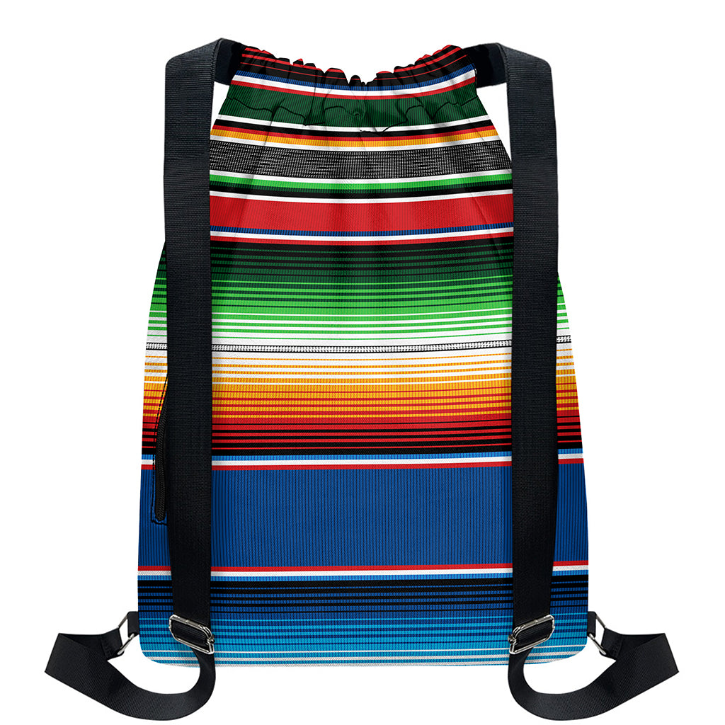 Vintage Mexican Blanket Pattern Print Drawstring Backpack